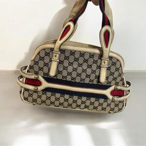 VINTAGE GUCCI GG signature canvas web bowler bag